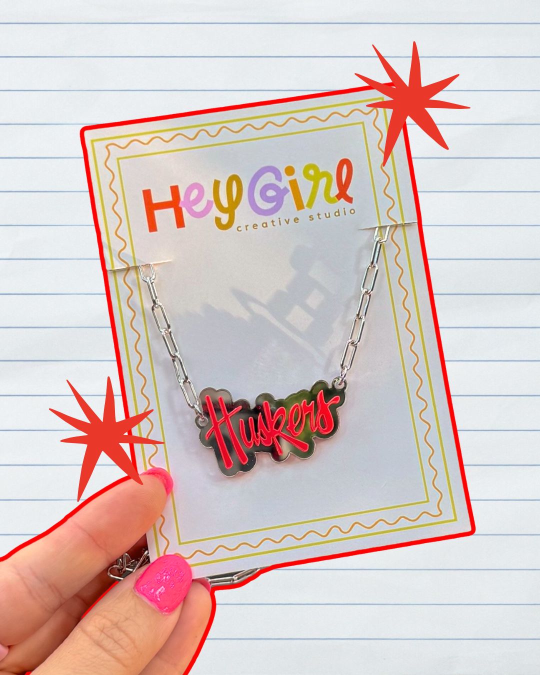 Cornhusker cuties: spirit script necklace!