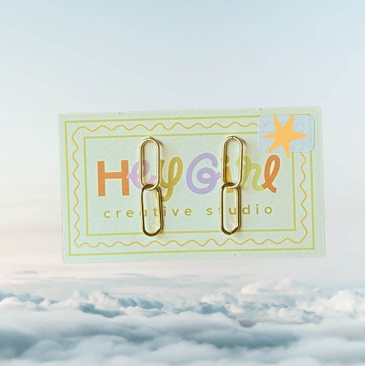 Gold paperclip studs