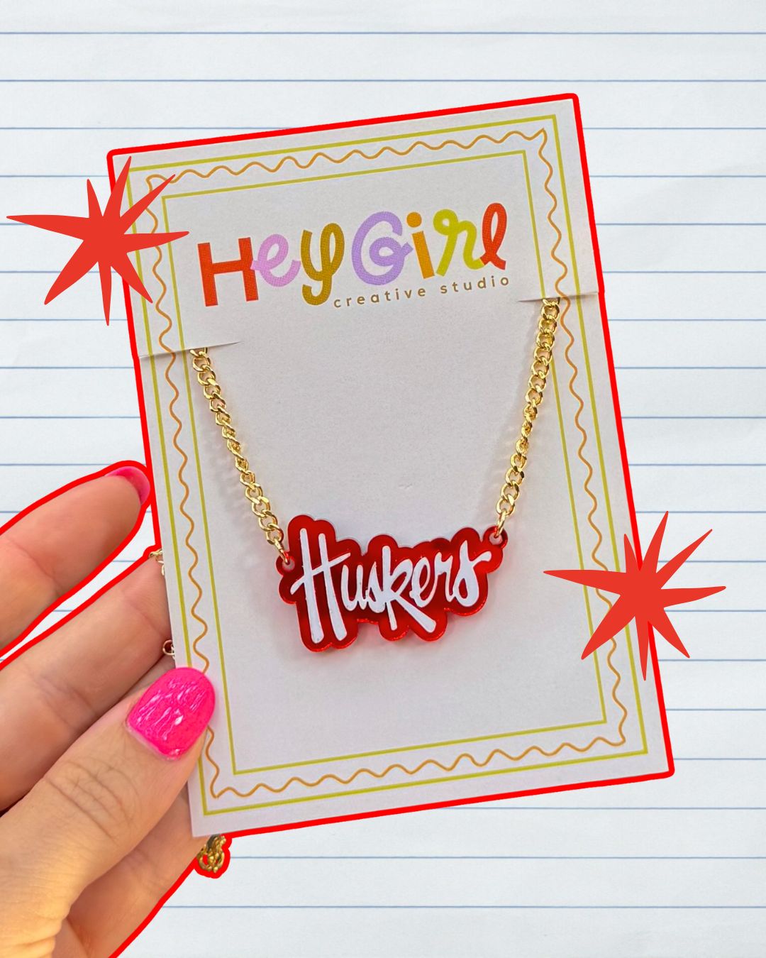 Cornhusker cuties: spirit script necklace!